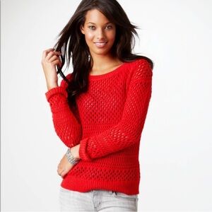 Vintage American Eagle Open Knit Red Sweater